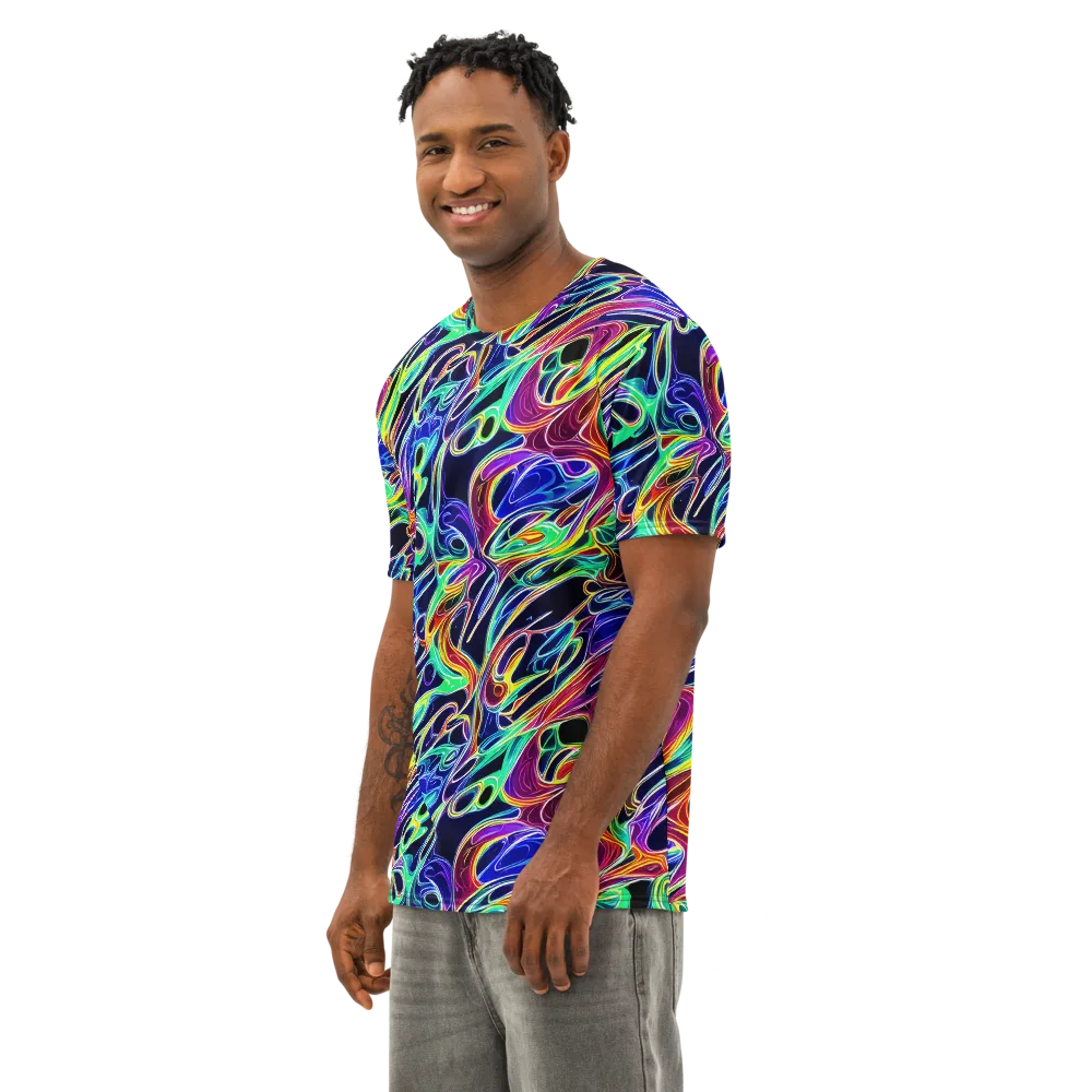 Electric Currents on Men's Cotton Crew Neck T-Shirt — Left Front