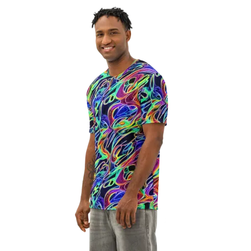 Electric Currents on a Men's Cotton Crew Neck T-Shirt