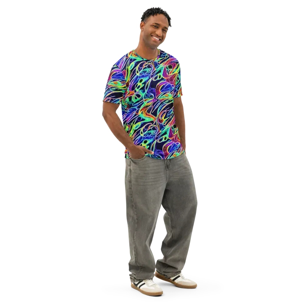 Electric Currents on Men's Cotton Crew Neck T-Shirt — Right Front