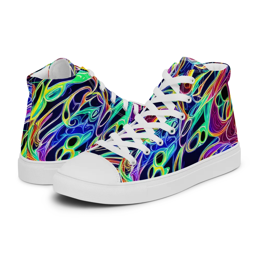 Electric Currents on Men's High Top Canvas Shoes — Left
