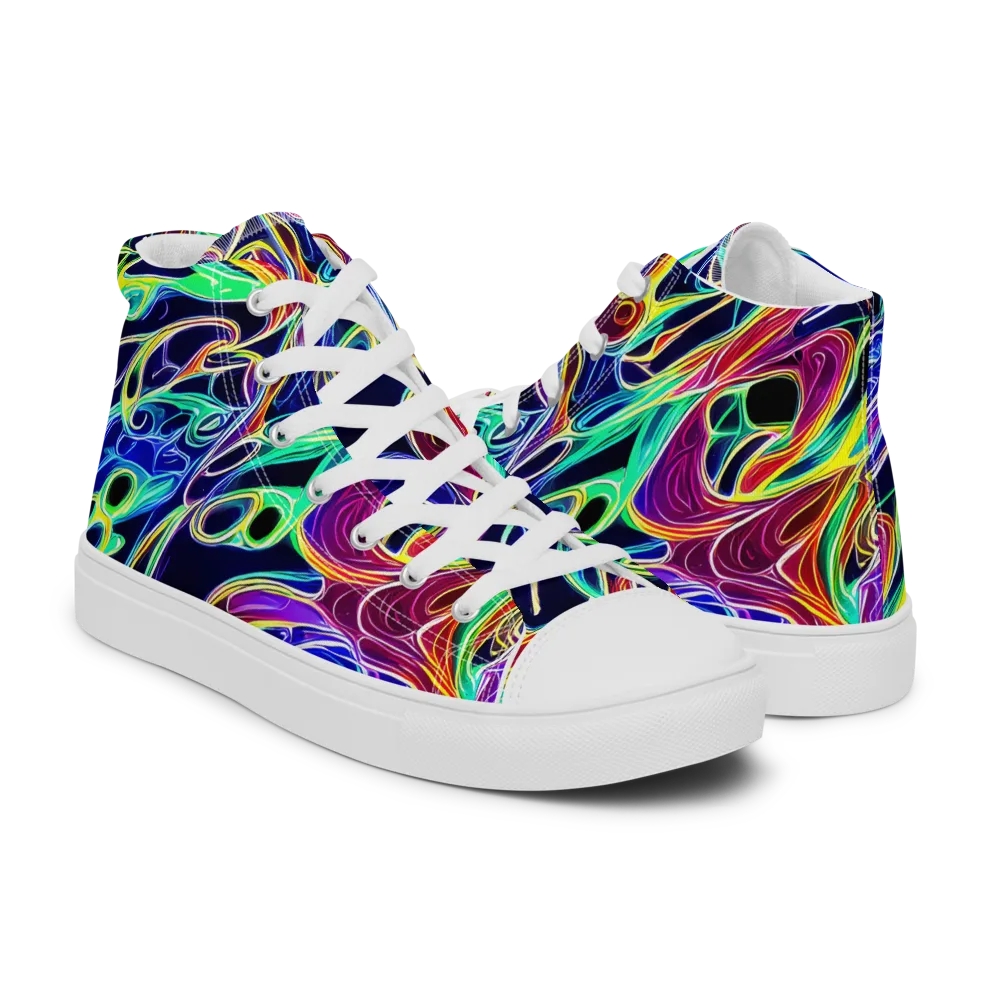 Electric Currents on Men's High Top Canvas Shoes — Right