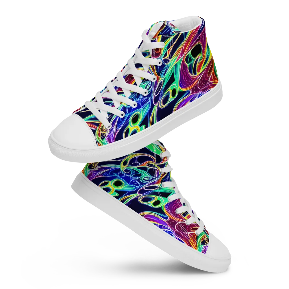 Electric Currents on Men's High Top Canvas Shoes — Front