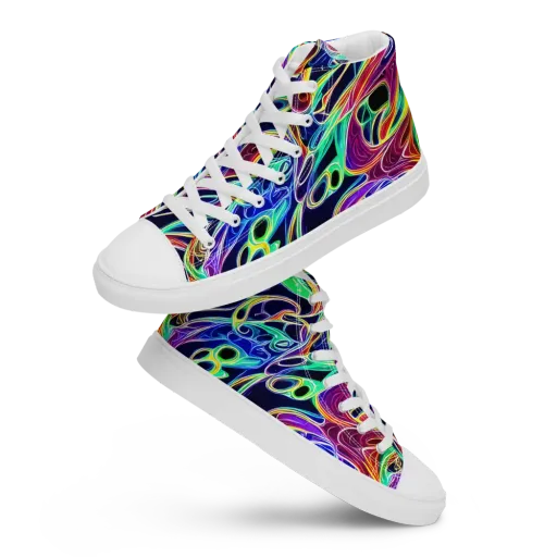 Electric Currents on a Men's High Top Canvas Shoes