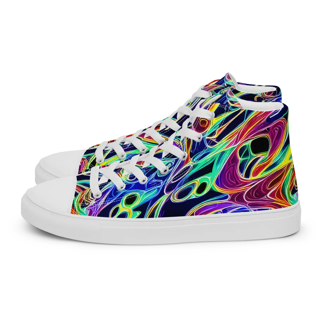 Electric Currents on Women's High Top Canvas Shoes — Left