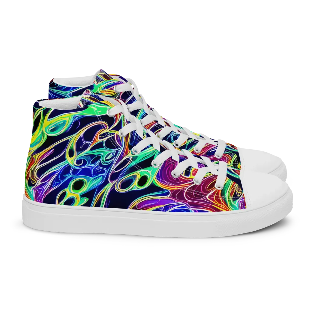 Electric Currents on Women's High Top Canvas Shoes — Right