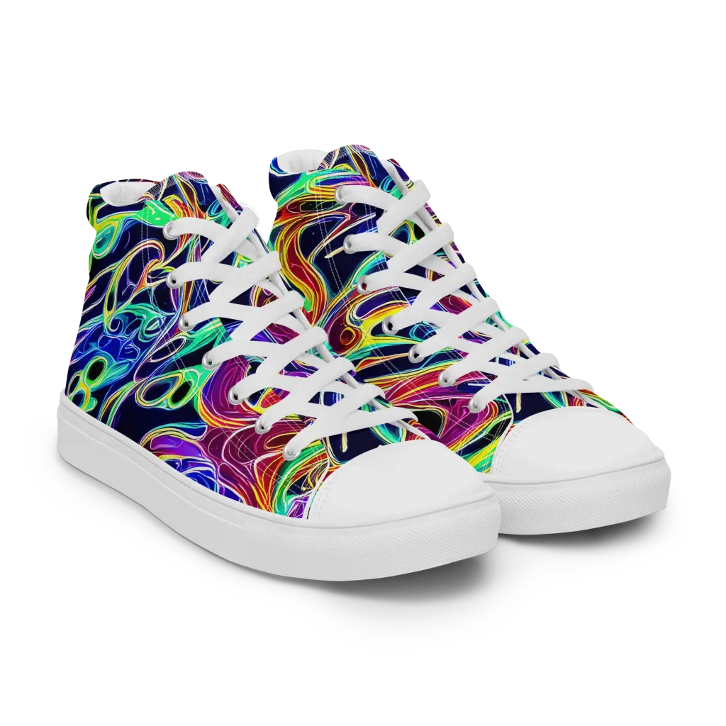 Electric Currents on Women's High Top Canvas Shoes — Right Front
