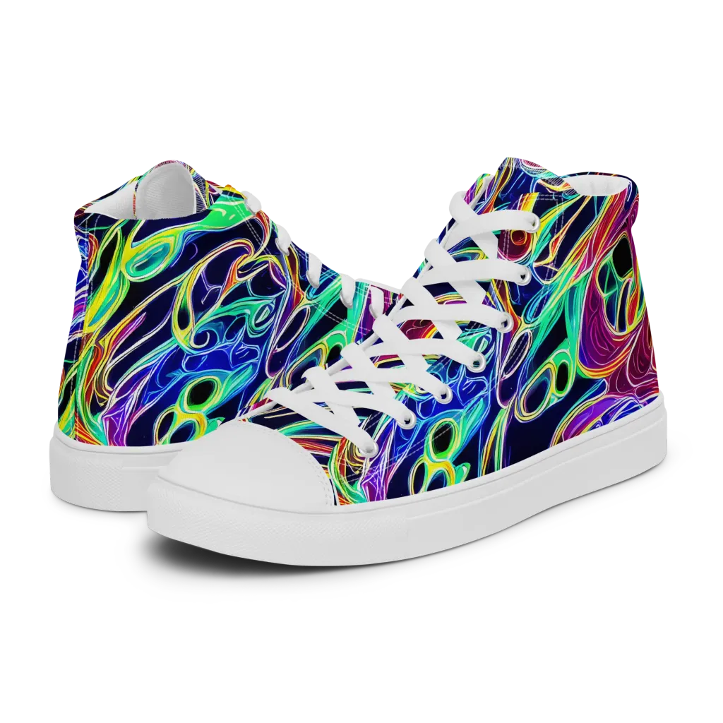Electric Currents on Women's High Top Canvas Shoes — Left