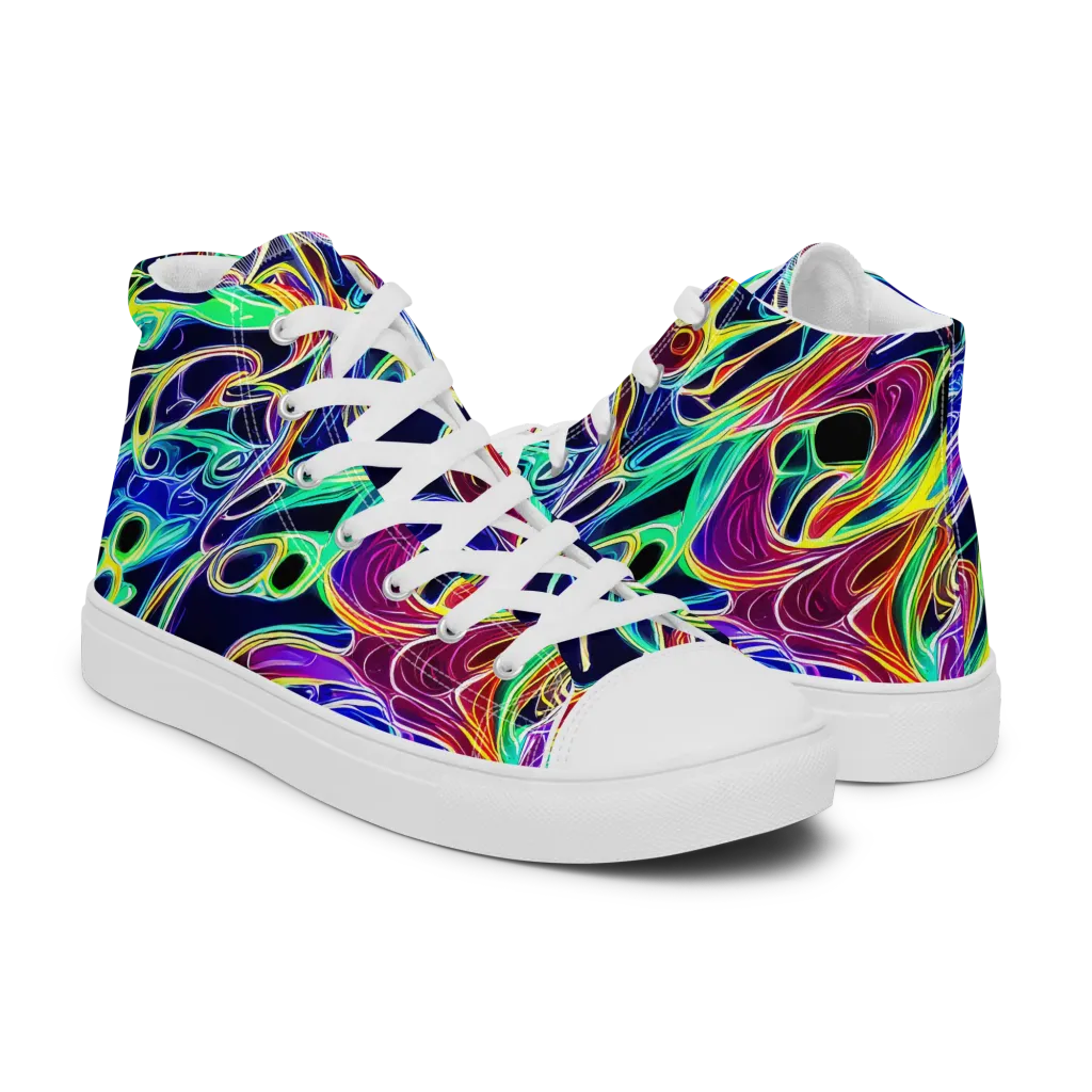 Electric Currents on Women's High Top Canvas Shoes — Right