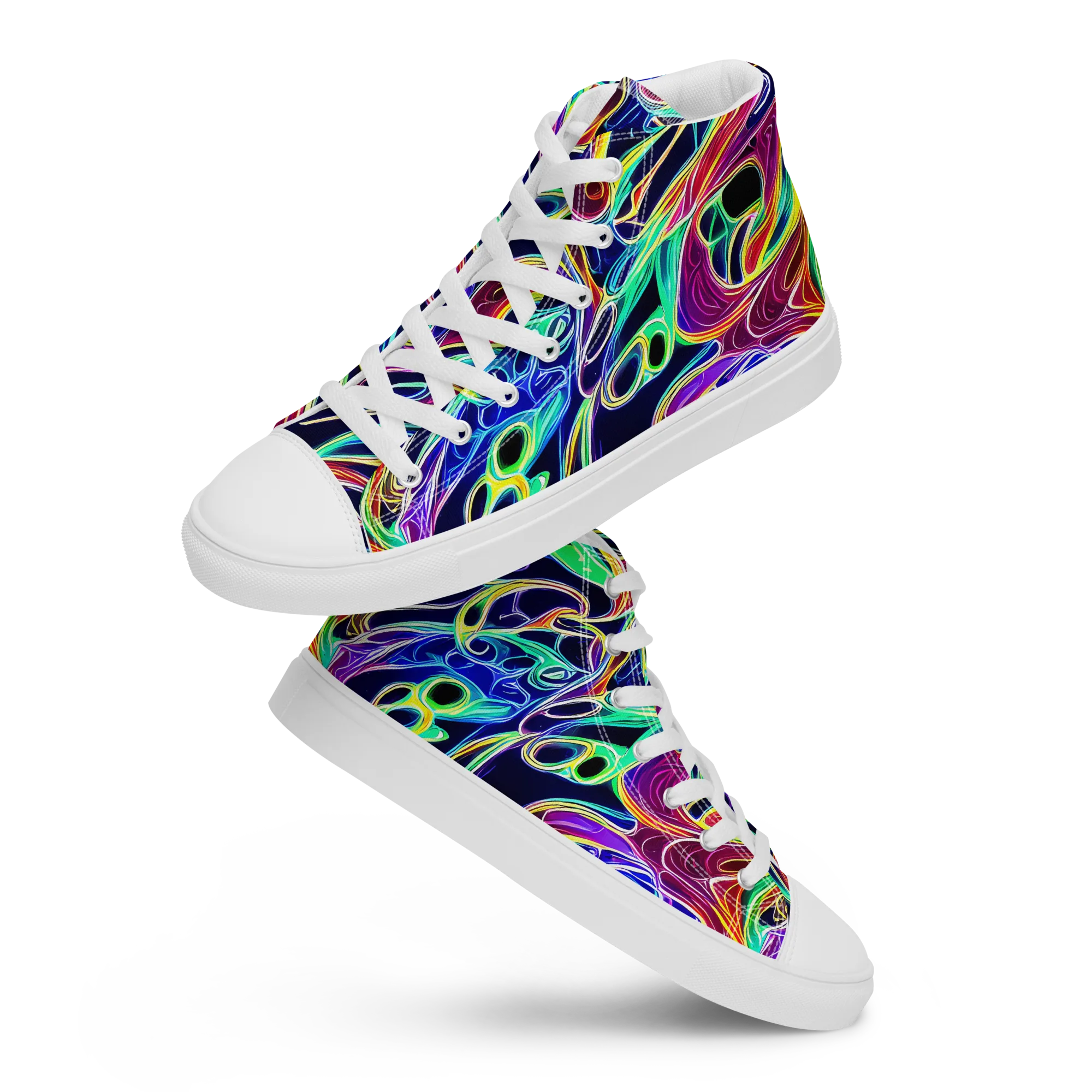 Electric Currents on Women's High Top Canvas Shoes — Front