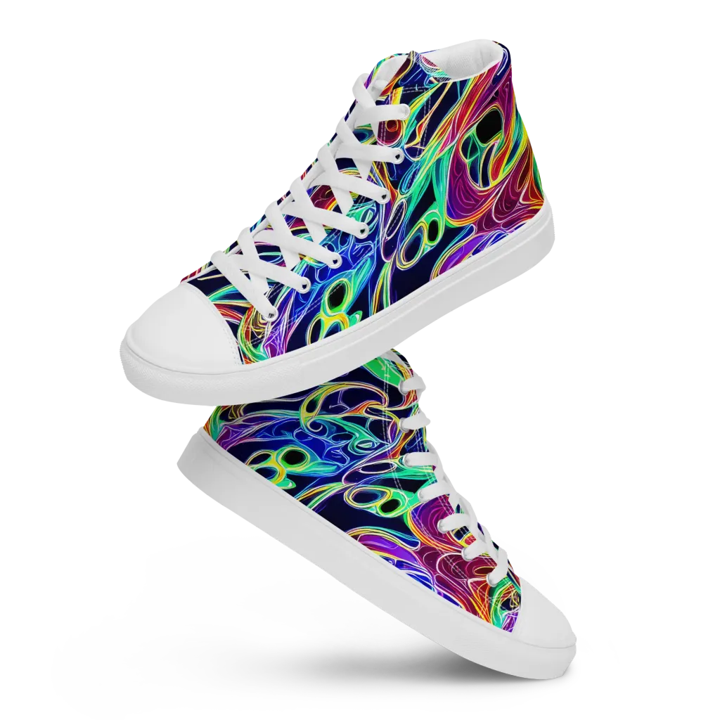 Electric Currents on Women's High Top Canvas Shoes — Front