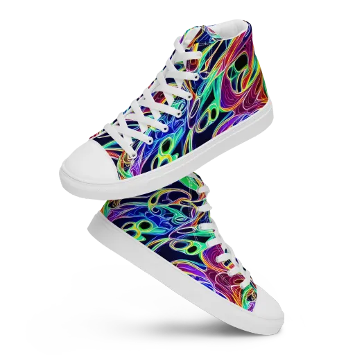 Electric Currents on a Women's High Top Canvas Shoes
