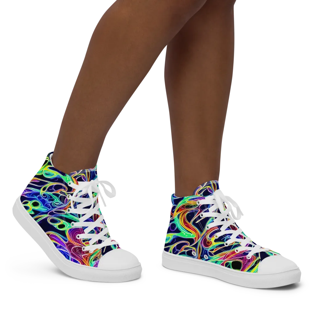 Electric Currents on Women's High Top Canvas Shoes — Right