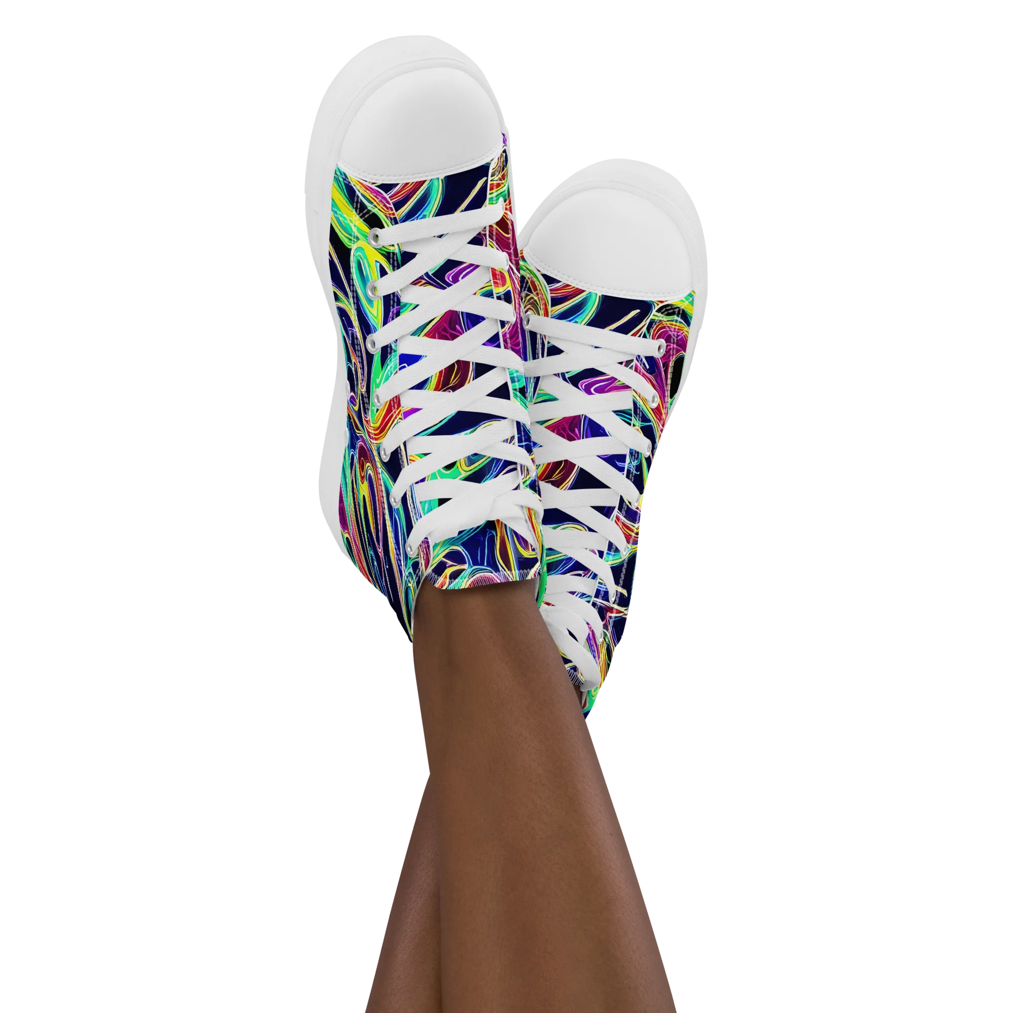 Electric Currents on Women's High Top Canvas Shoes — Front