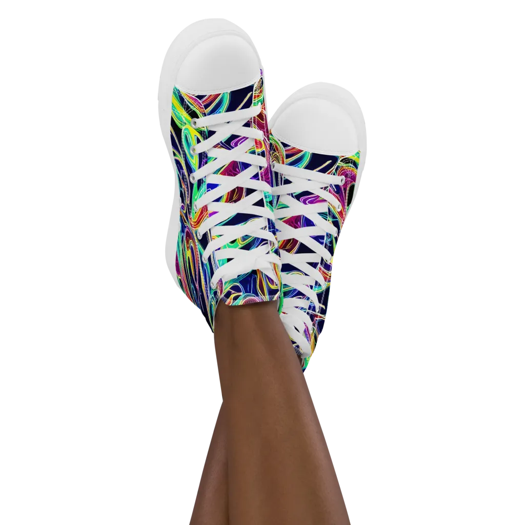 Electric Currents on Women's High Top Canvas Shoes — Front