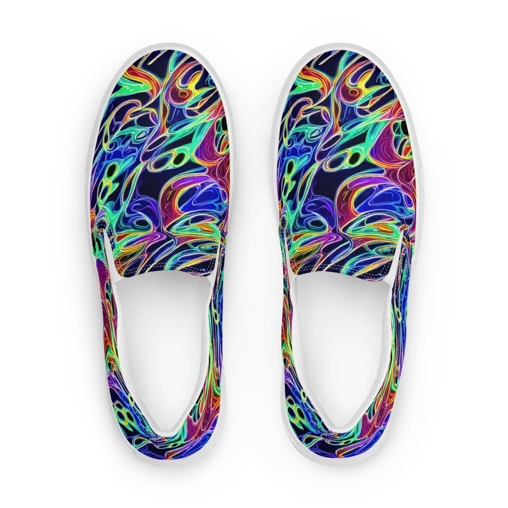 Electric Currents on Men's Slip-On Canvas Shoes — Front