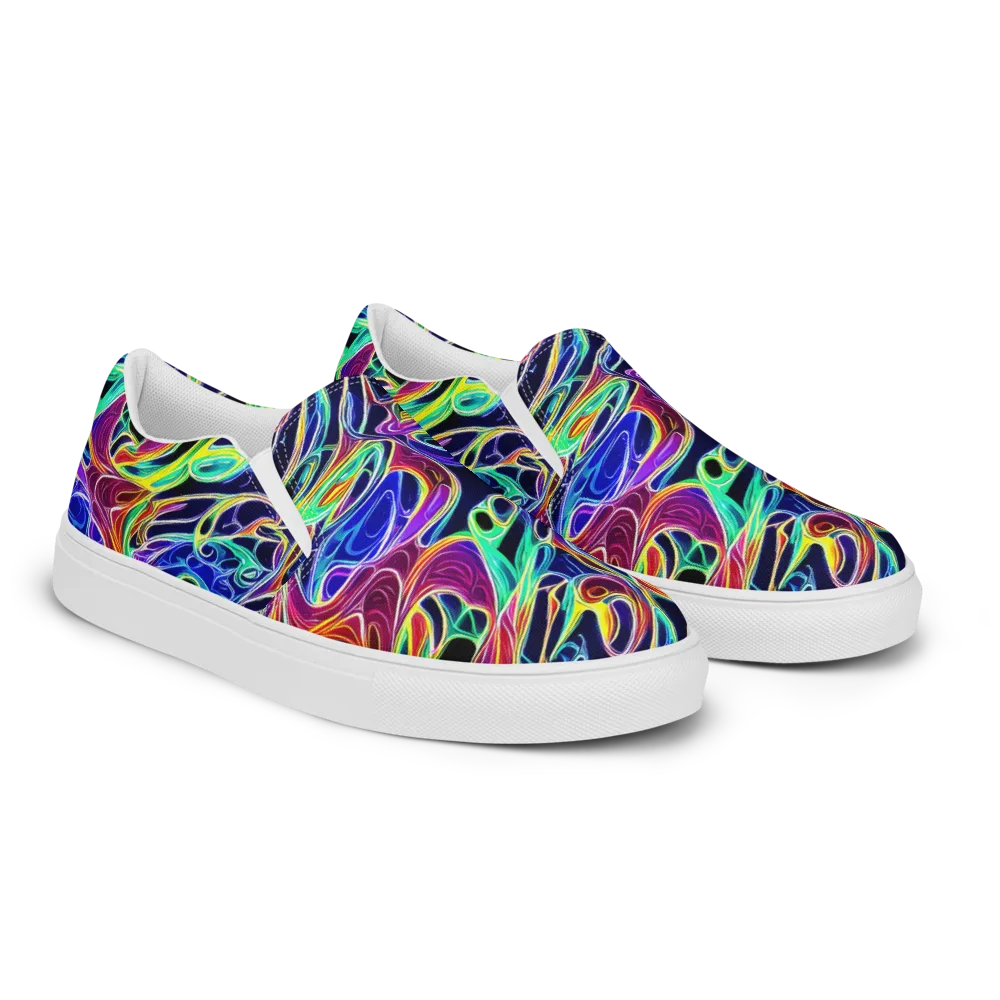 Electric Currents on Men's Slip-On Canvas Shoes — Right Front