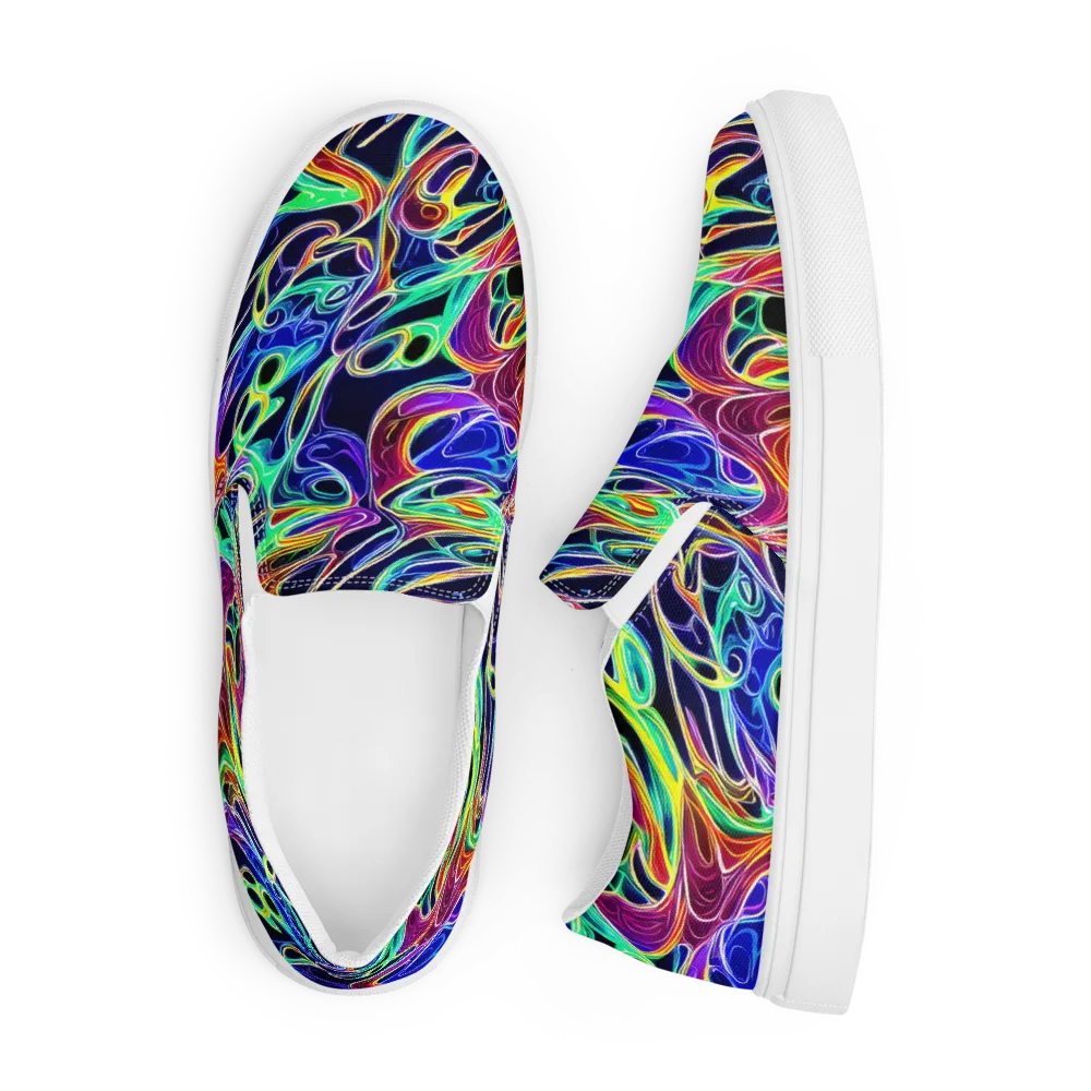 Electric Currents on Men's Slip-On Canvas Shoes — Front