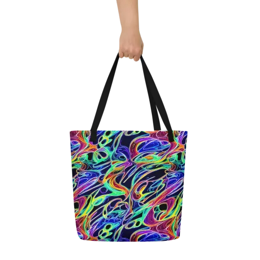 Electric Currents on a Large Tote Bag W/ Pocket