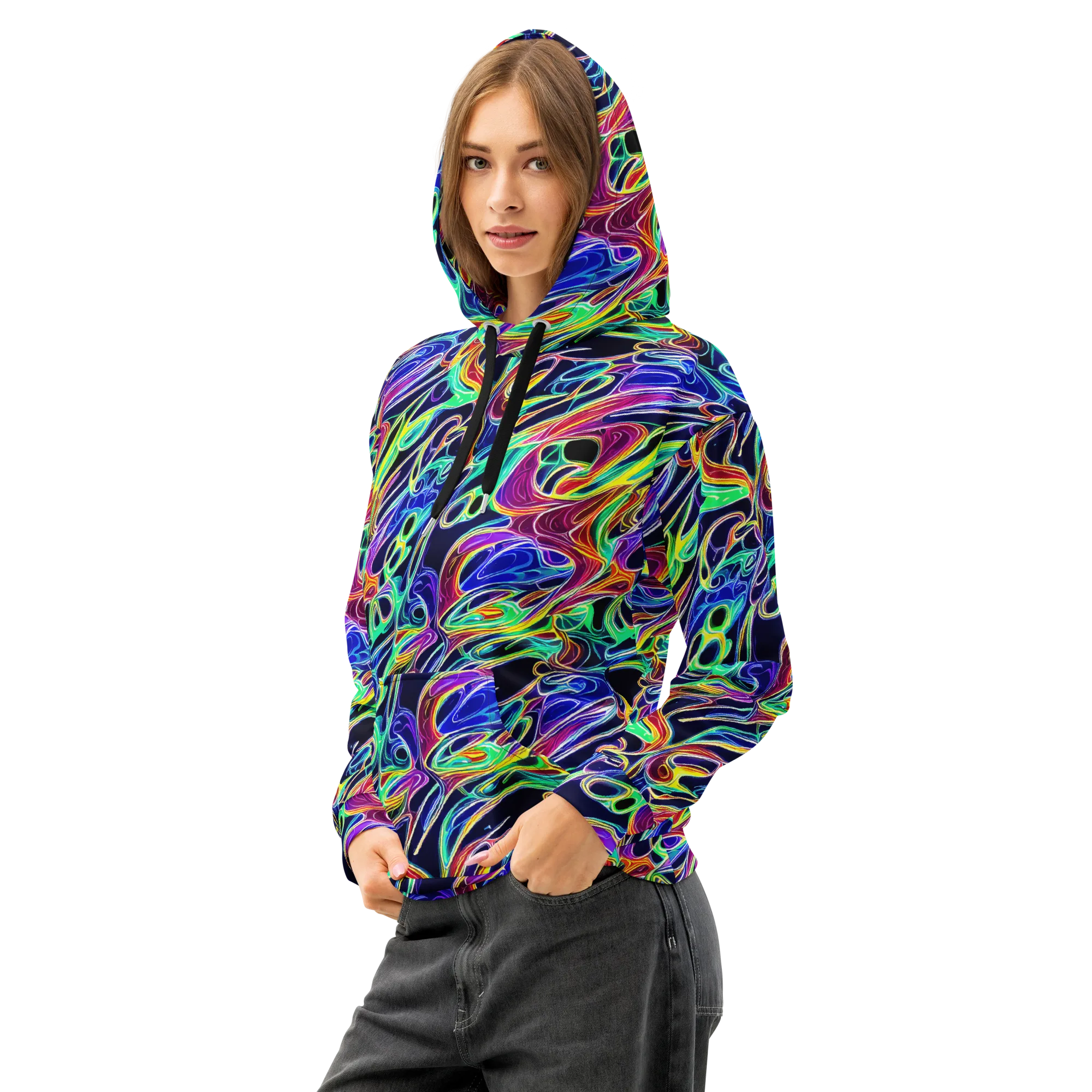Electric Currents on Cotton Hoodie — Left Front