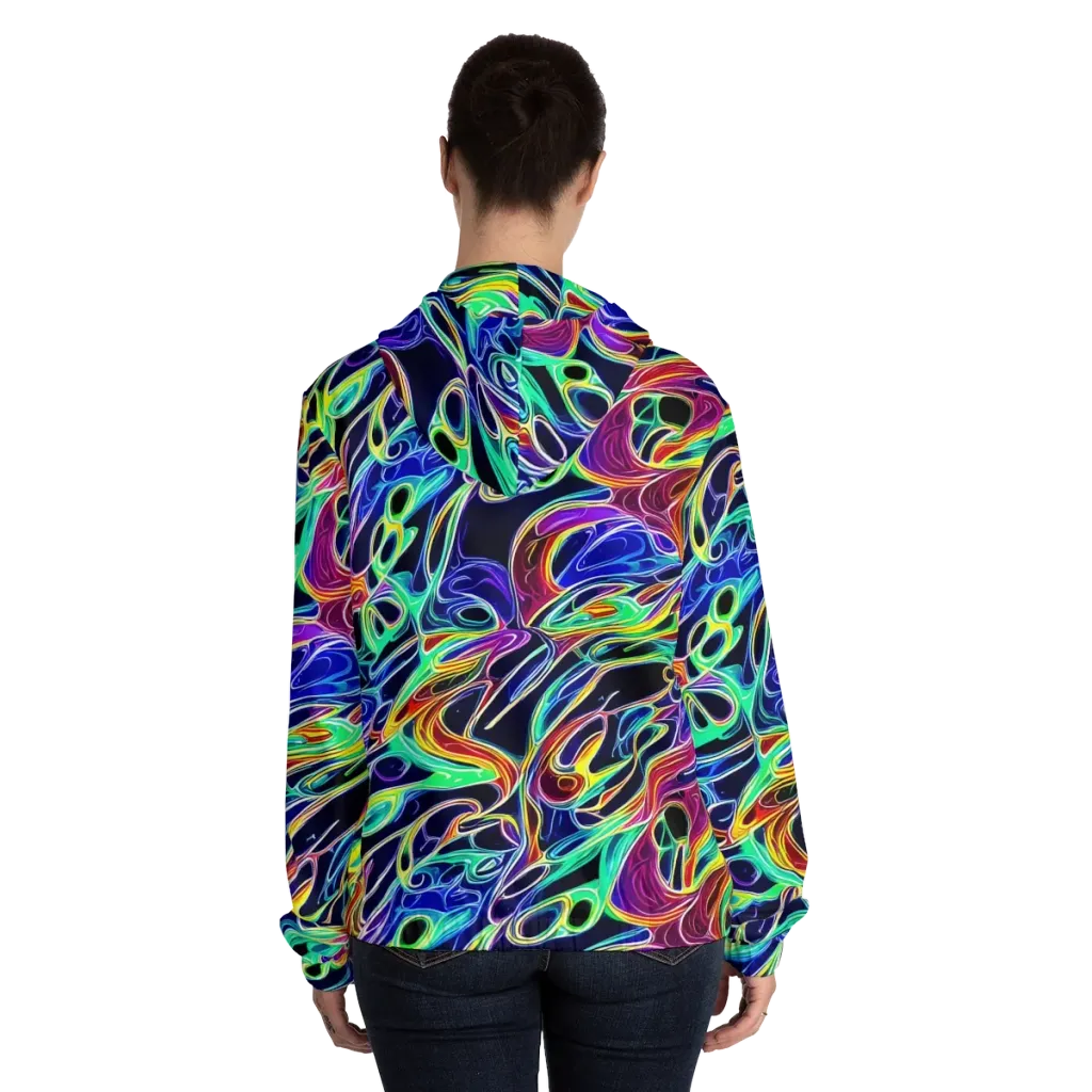 Electric Currents on Women's Full-Zip Hoodie — Back On Person