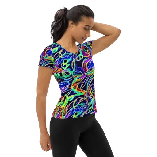 Electric Currents on a Women's Athletic T-Shirt