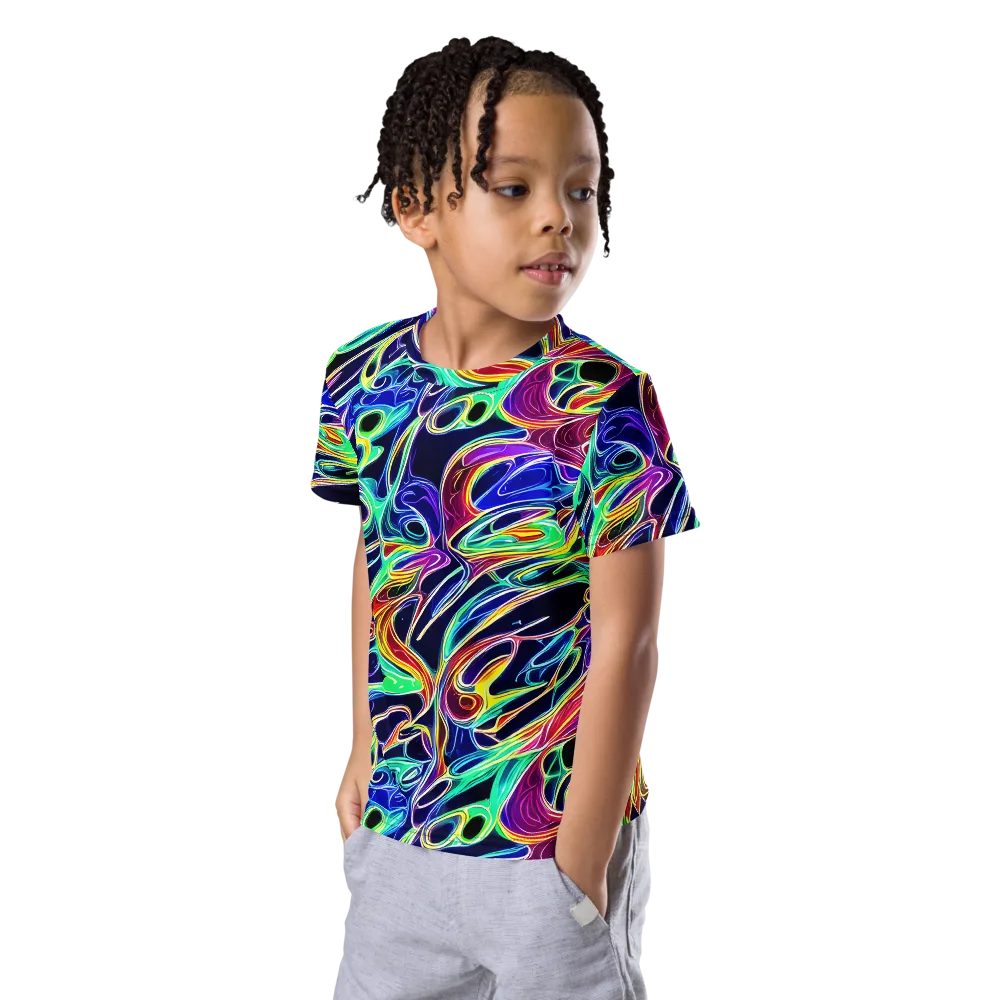 Electric Currents on Kids Crew Neck T-Shirt — Left Front