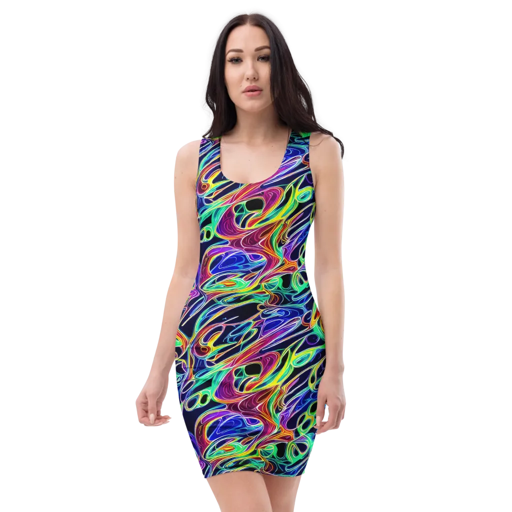 Electric Currents on Bodycon Dress — Front