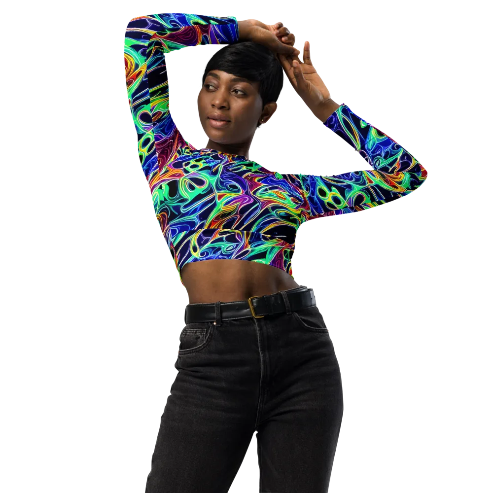 Electric Currents on Long Sleeve Crop Top — Front