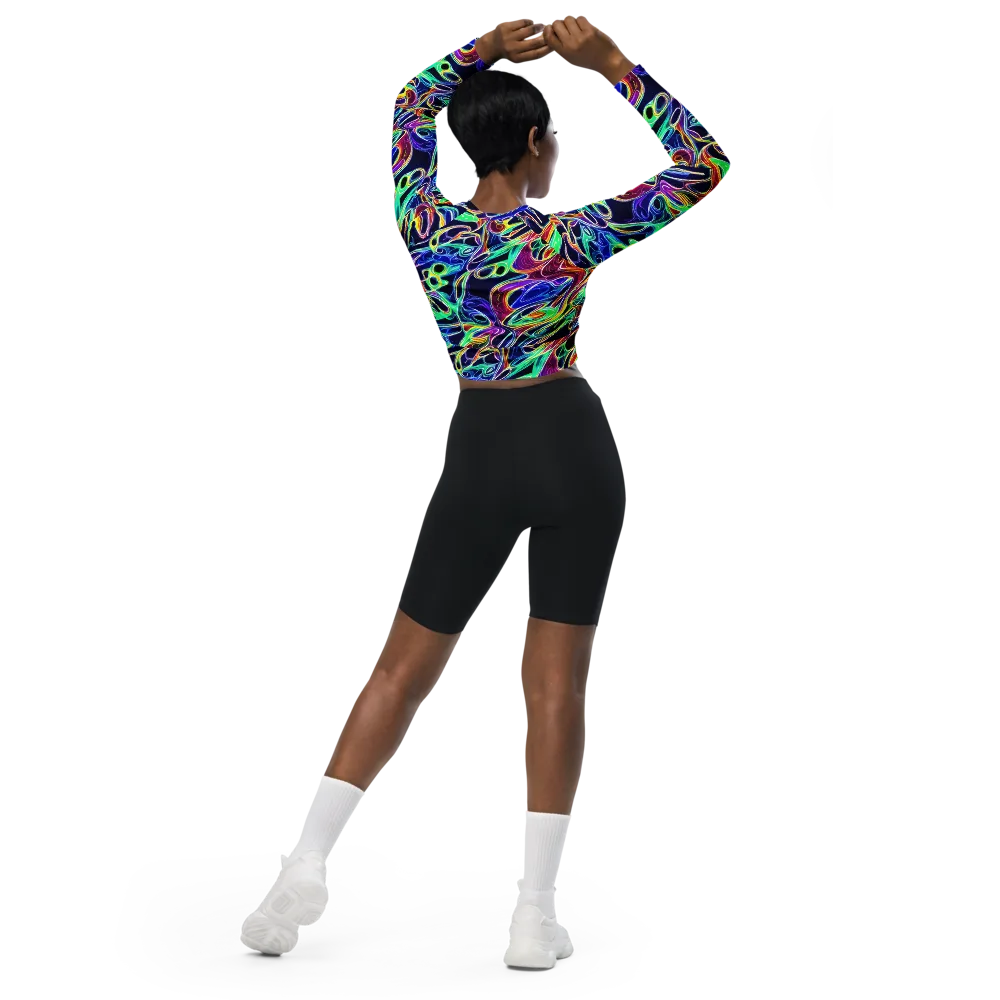 Electric Currents on Long Sleeve Crop Top — Back