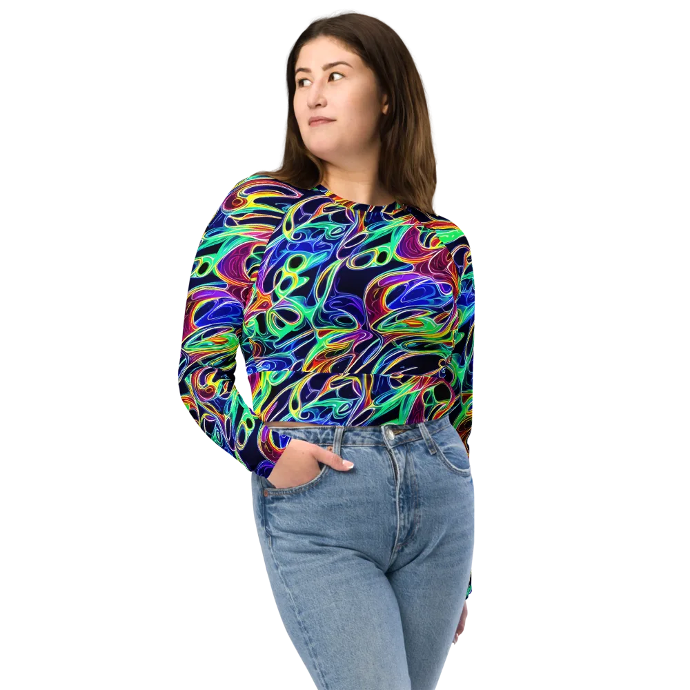 Electric Currents on Long Sleeve Crop Top — Front