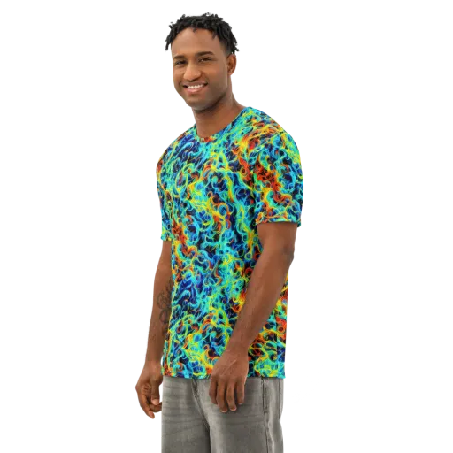 Liquid Frequency on a Men's Cotton Crew Neck T-Shirt