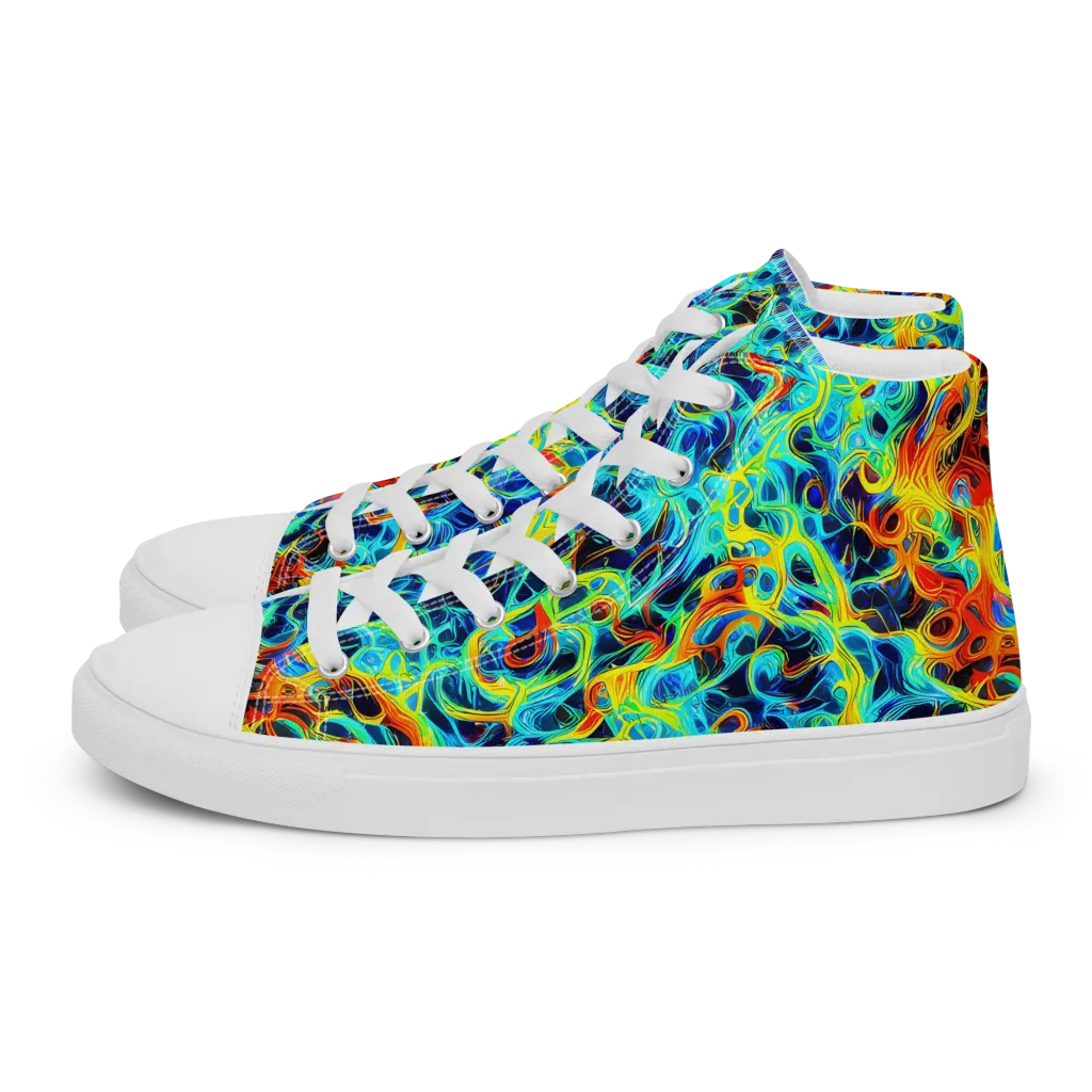 Liquid Frequency on Men's High Top Canvas Shoes — Left