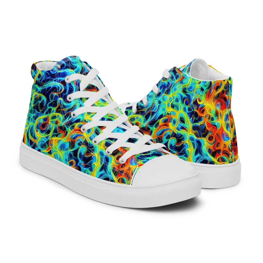 Liquid Frequency on Men's High Top Canvas Shoes — Right