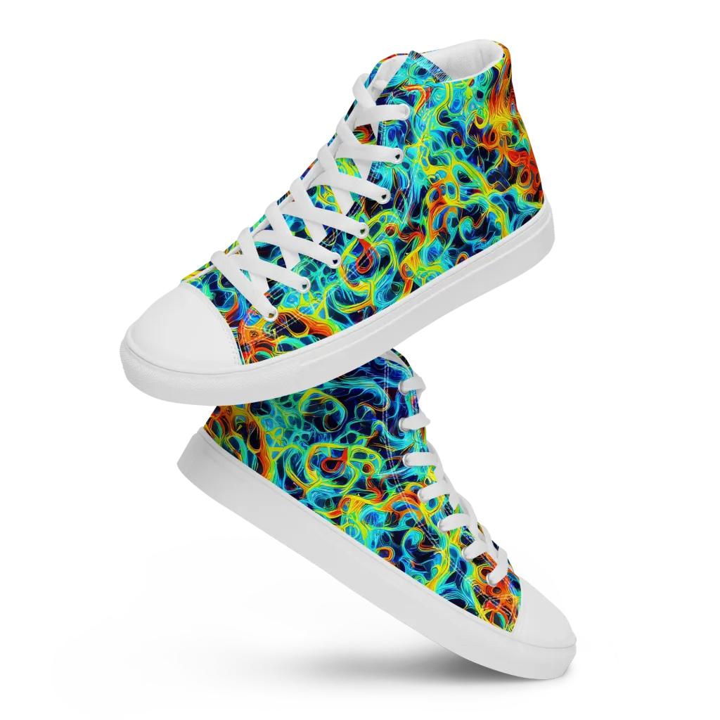 Liquid Frequency on Men's High Top Canvas Shoes — Front