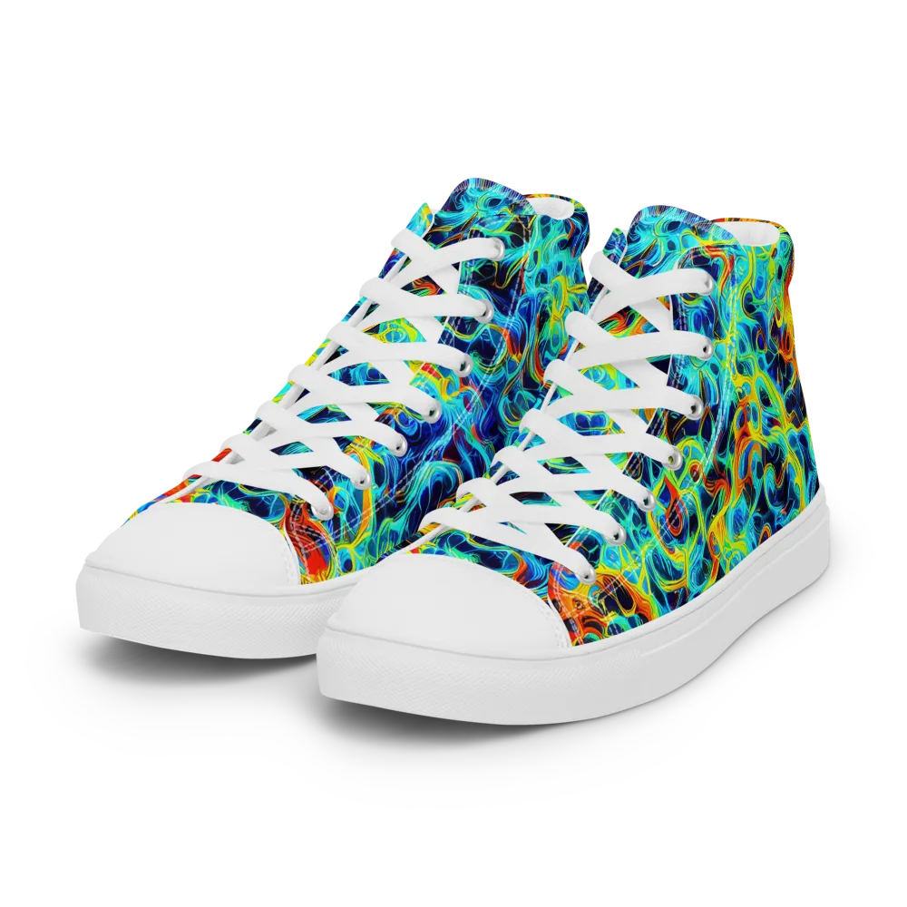 Liquid Frequency on Women's High Top Canvas Shoes — Left Front