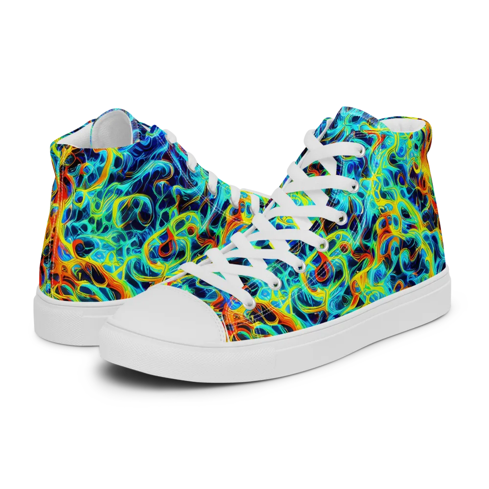 Liquid Frequency on Women's High Top Canvas Shoes — Left