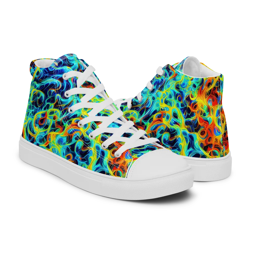 Liquid Frequency on Women's High Top Canvas Shoes — Right