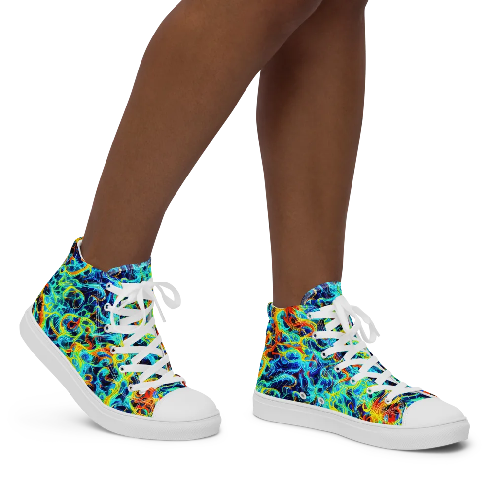 Liquid Frequency on Women's High Top Canvas Shoes — Right
