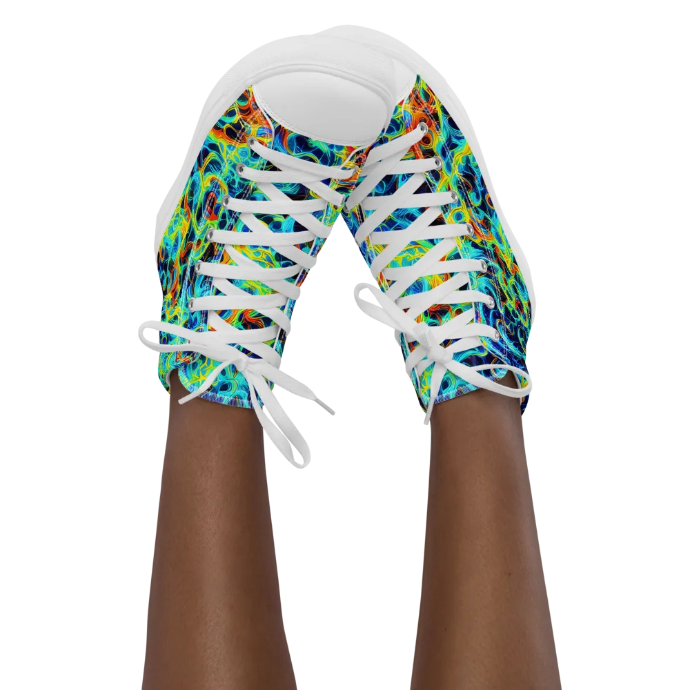 Liquid Frequency on Women's High Top Canvas Shoes — Front