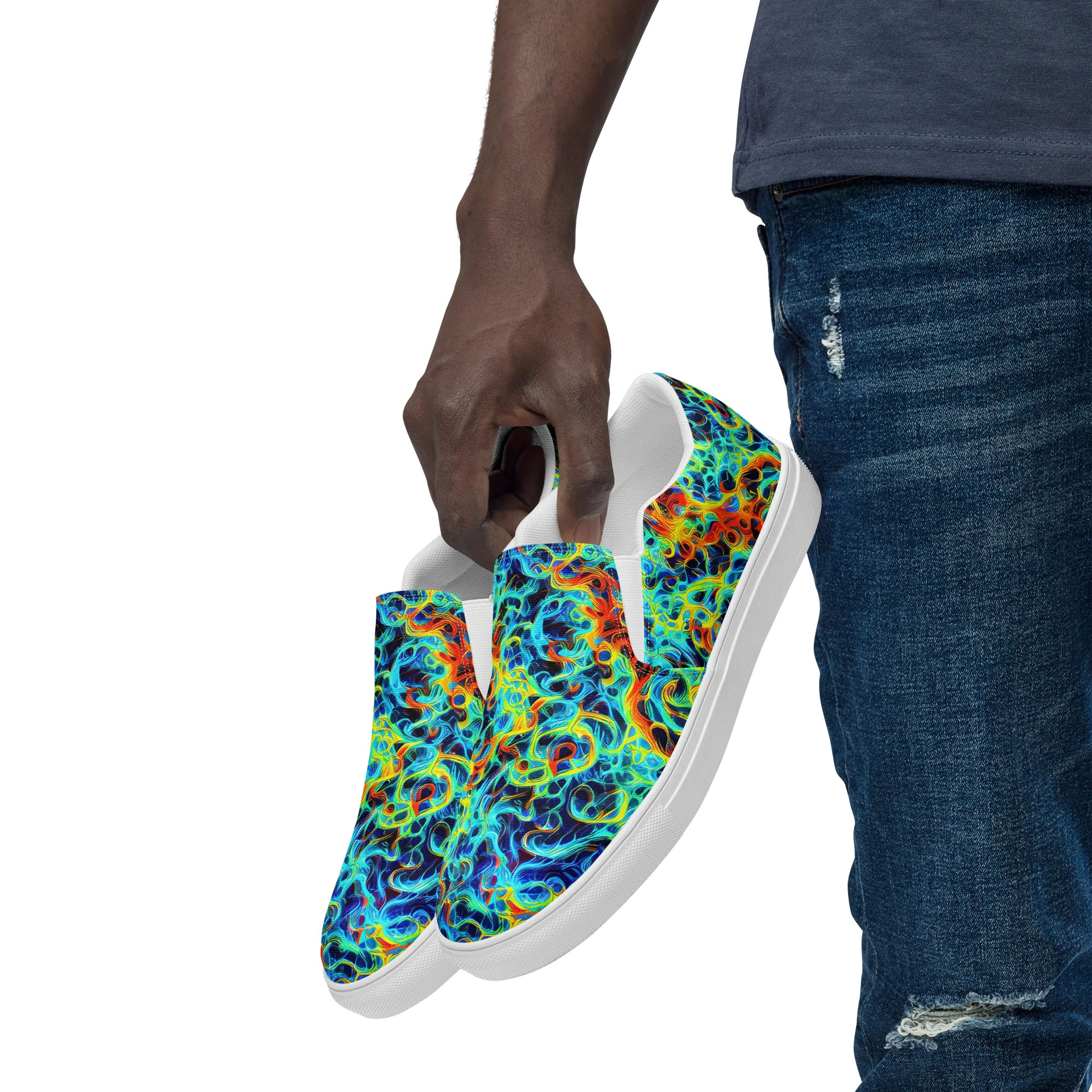 Liquid Frequency on Men's Slip-On Canvas Shoes — Left Front