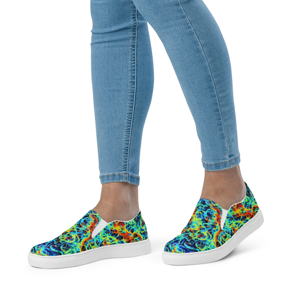 Liquid Frequency on Women's Slip-On Canvas Shoes — Front