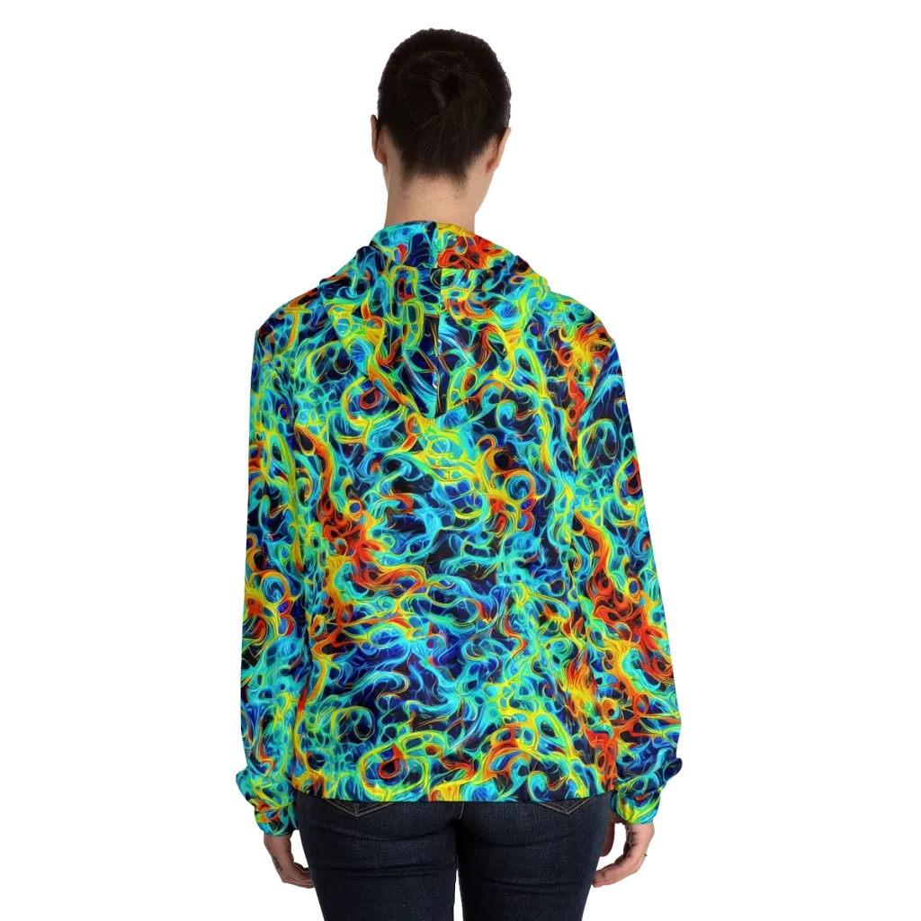 Liquid Frequency on Women's Full-Zip Hoodie — Back On Person