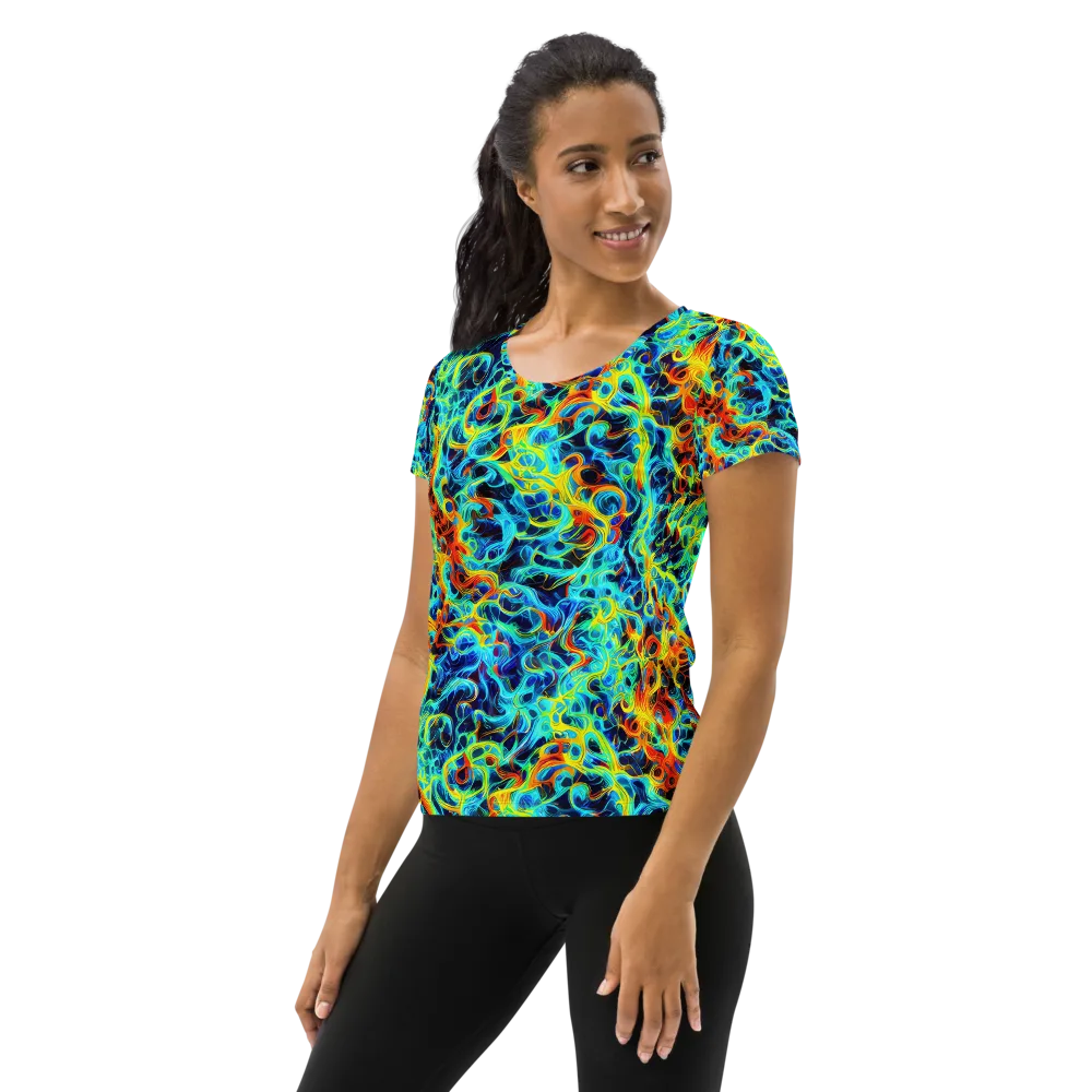 Liquid Frequency on Women's Athletic T-Shirt — Left