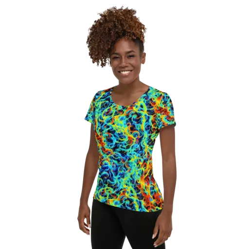 Liquid Frequency on a Women's Athletic T-Shirt