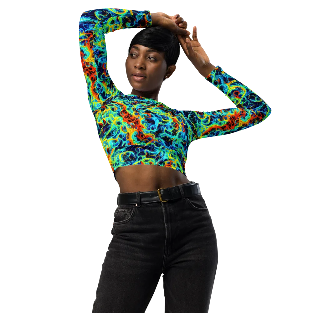 Liquid Frequency on Long Sleeve Crop Top — Front
