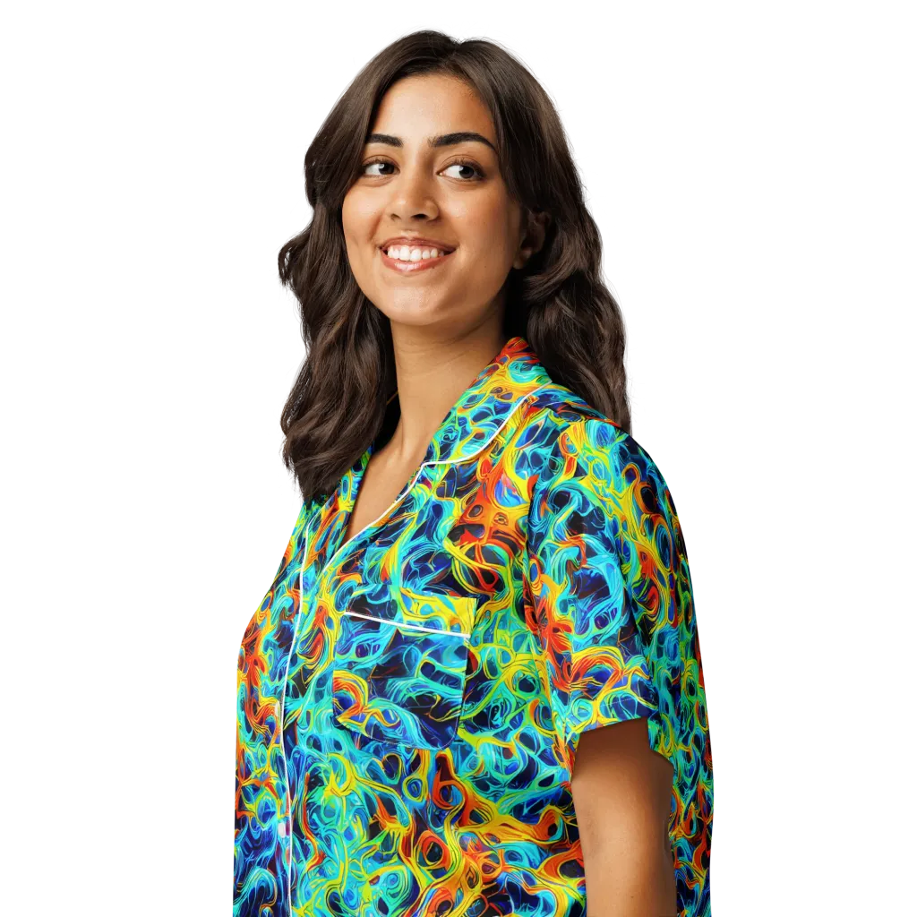 Liquid Frequency on Women's Short Sleeve Pajama Top — Left Front