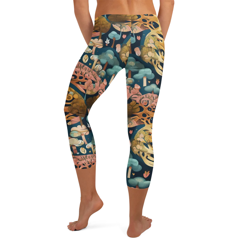 Midnight Mycelium on Capri Leggings — Back