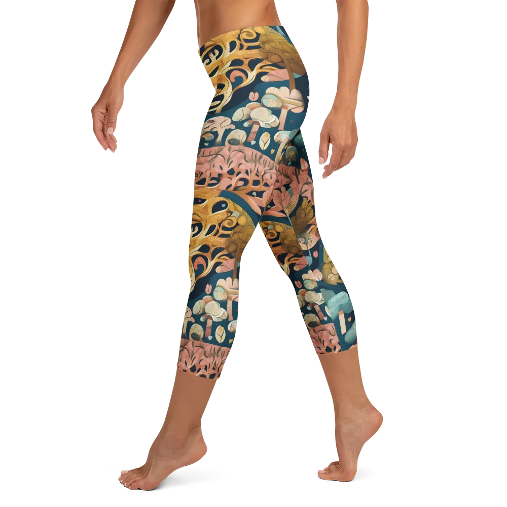 Midnight Mycelium on Capri Leggings — Left