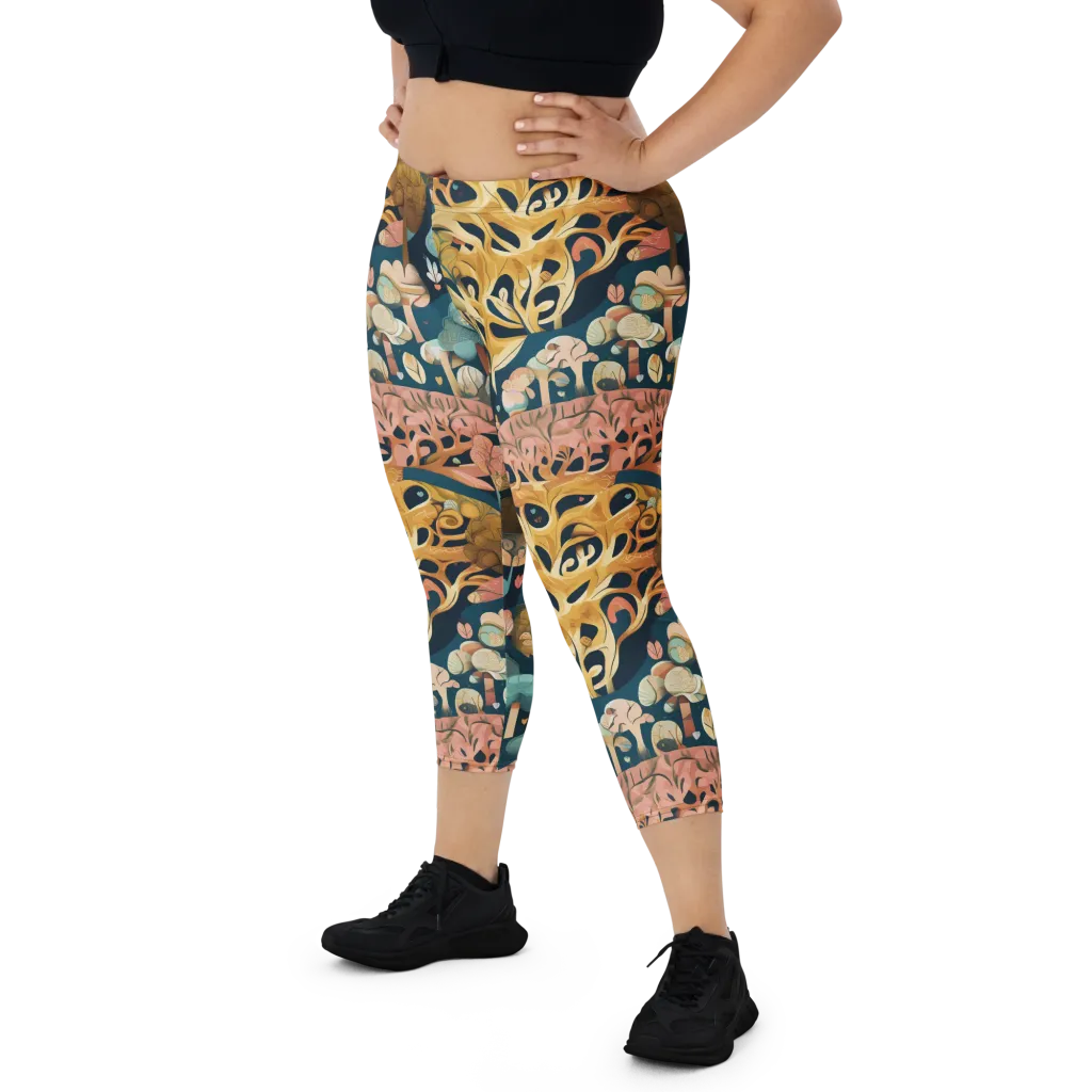 Midnight Mycelium on Capri Leggings — Front