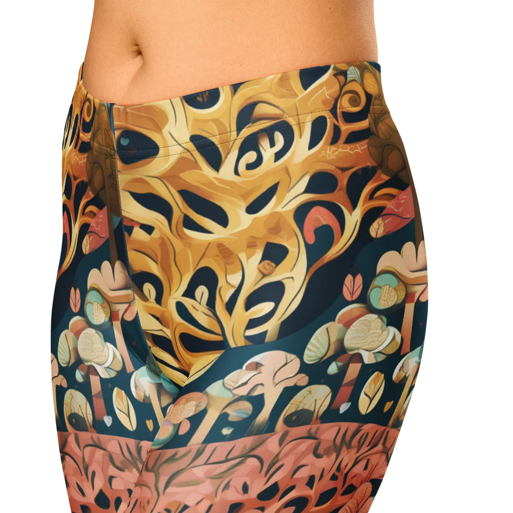 Midnight Mycelium on Capri Leggings — Zoomed-in